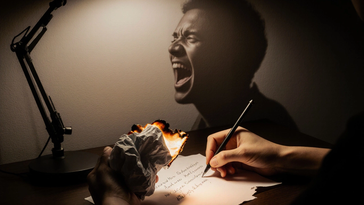 Горящий лист с эмоциями и чистый лист с новым текстом в тишине.