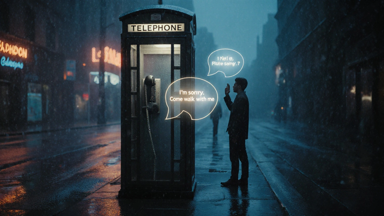 Старый телефон в кабине излучает тихие голоса ушедших людей.