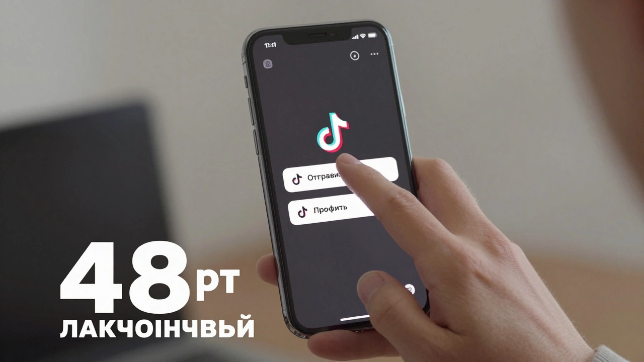 Рука проводит пальцем по экрану, текст исчезает под кнопками, крупный шрифт внизу кадра.