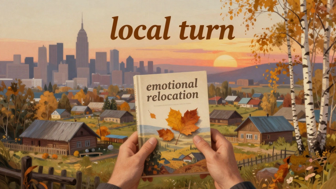 Книга в руках на фоне уютного российского регионального пейзажа с березами